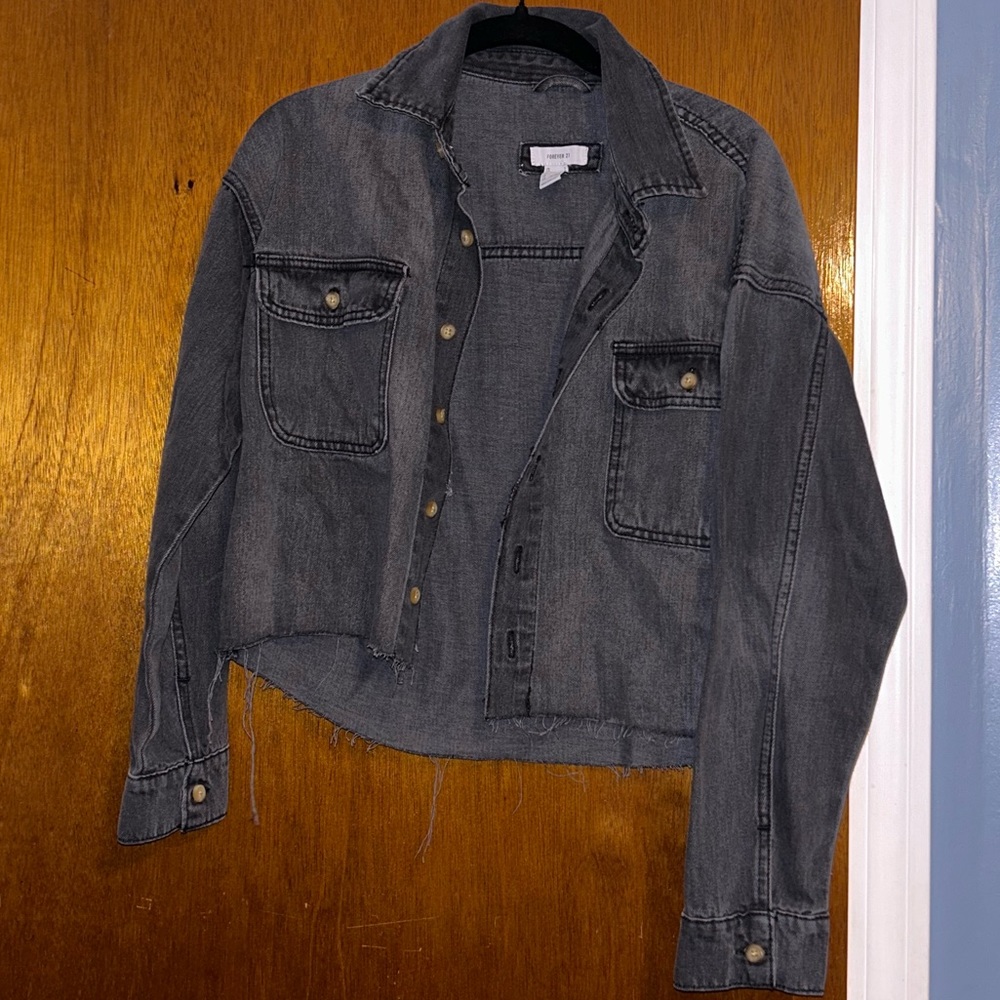 Forever21 black denim jacket, size small